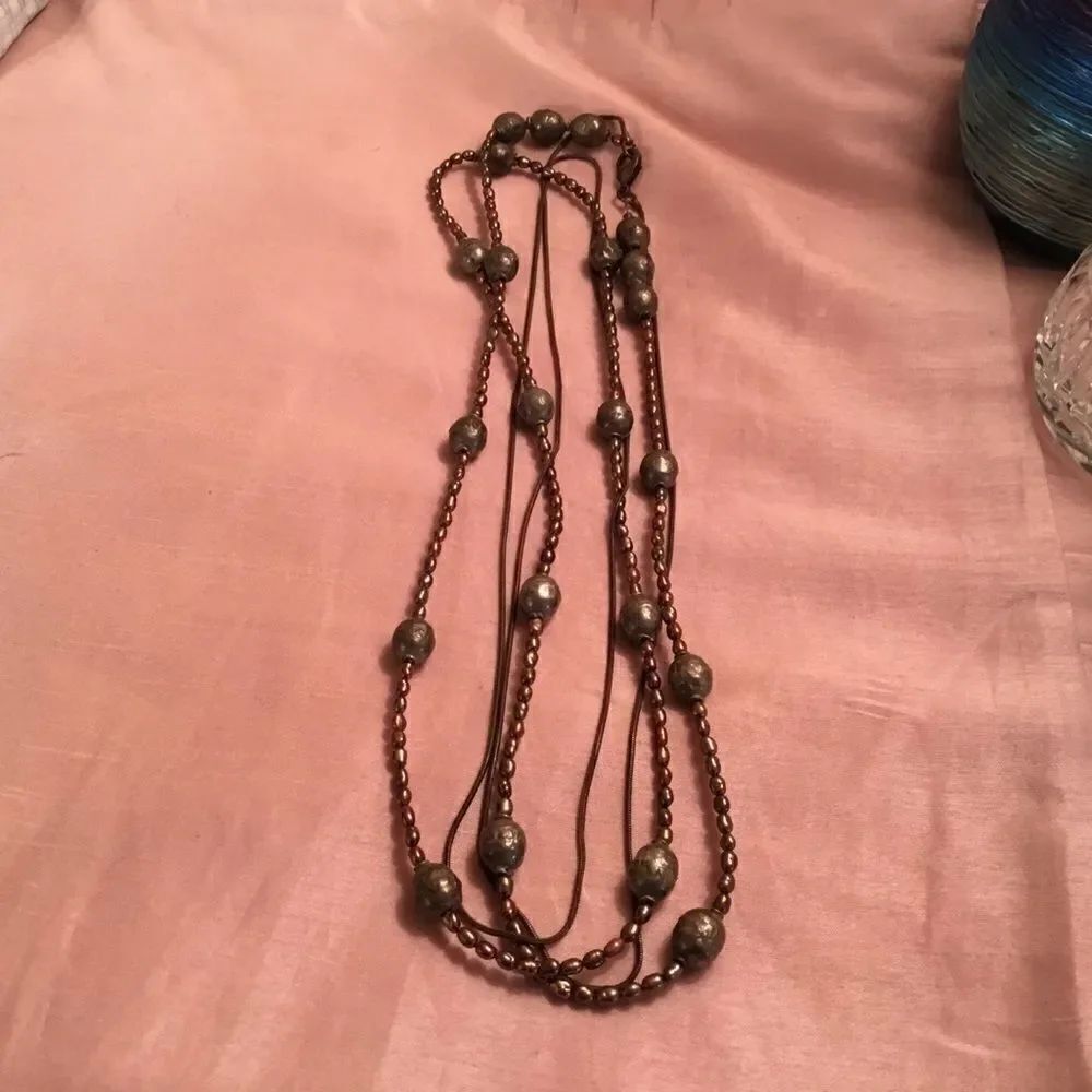 Coppertone Beaded Double Strand Necklace